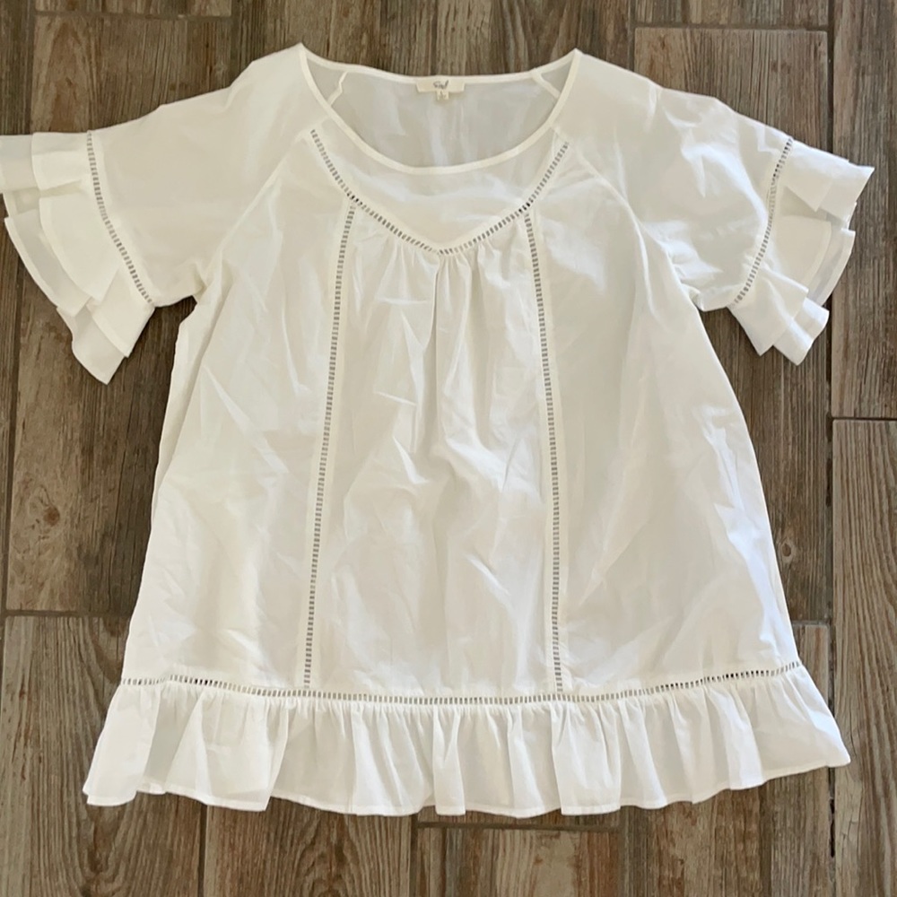 White ruffle top